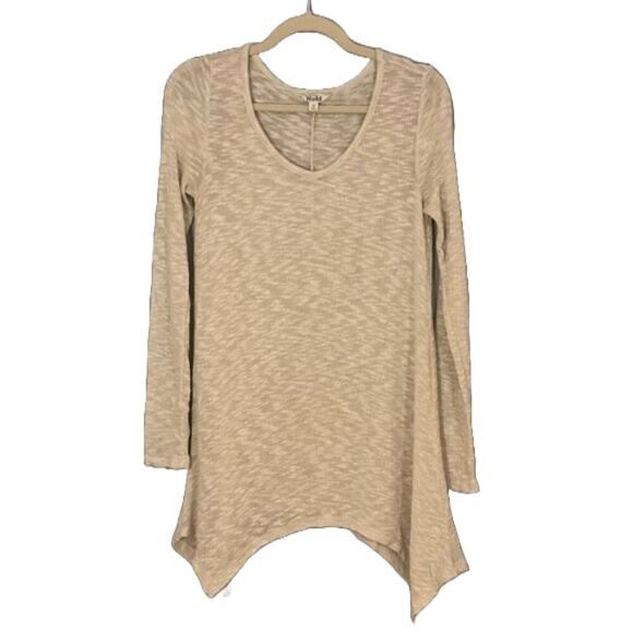 Mudd Cream/Tan High Low, Asymmetrical, Flowy, Tunic, Sweater, Size M - Picture 1 of 11